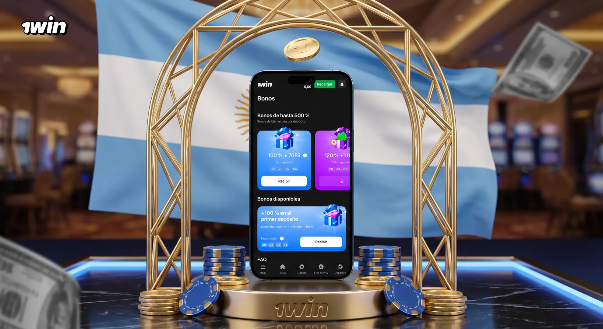 Primer tramo del paquete de bienvenida de 1win